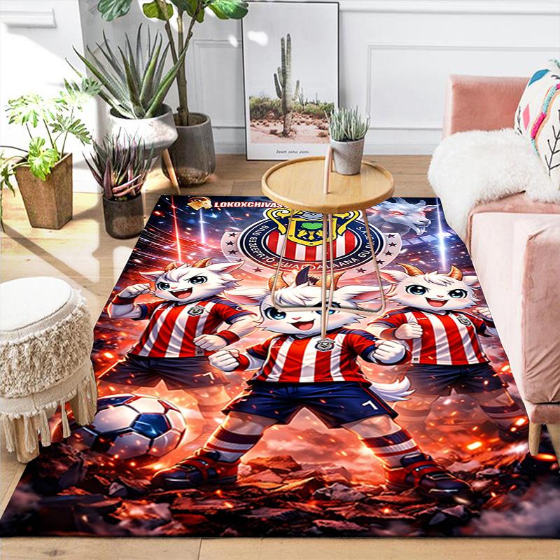1pc Chivas Soccer Team Mascots Rug, Office Carpet Indoor Outdoor Entrance Doormat, Non-Slip Soft And Comfortable, Living Room. Q7140195