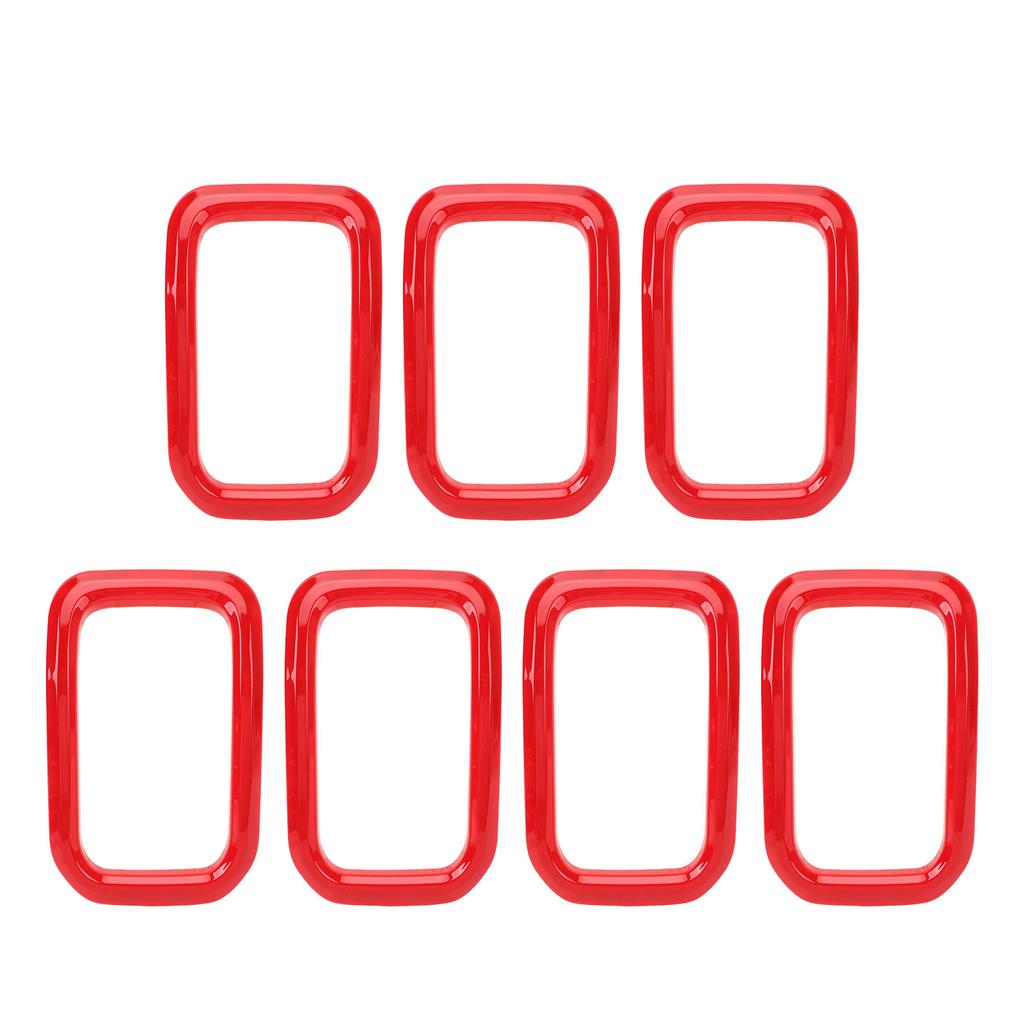 7PCS Front Grille Insert Cover Red Front Grill Cover Rings Frame Trims Kit Outline Car Decoration