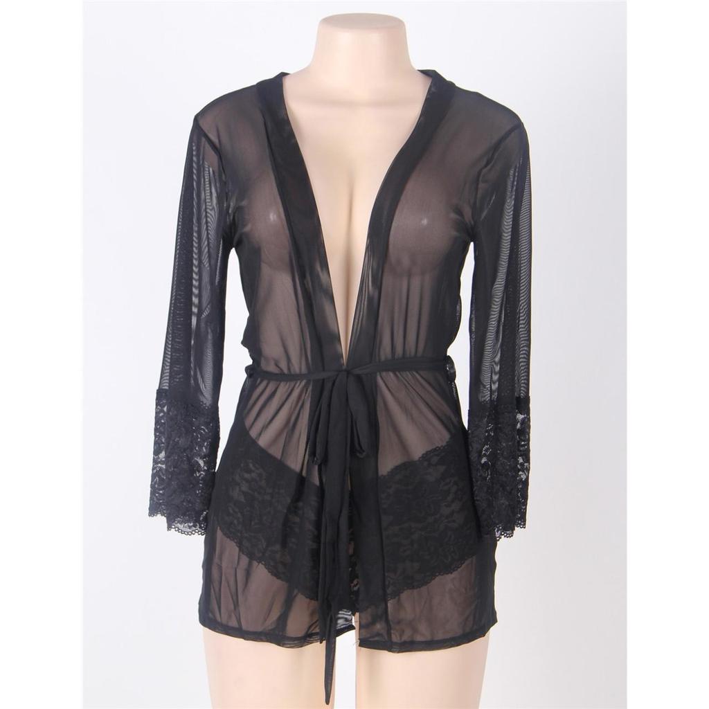 Ladysta Красная сетчатая полосатая ночная рубашка длиной выше колена Freesize (S M L)