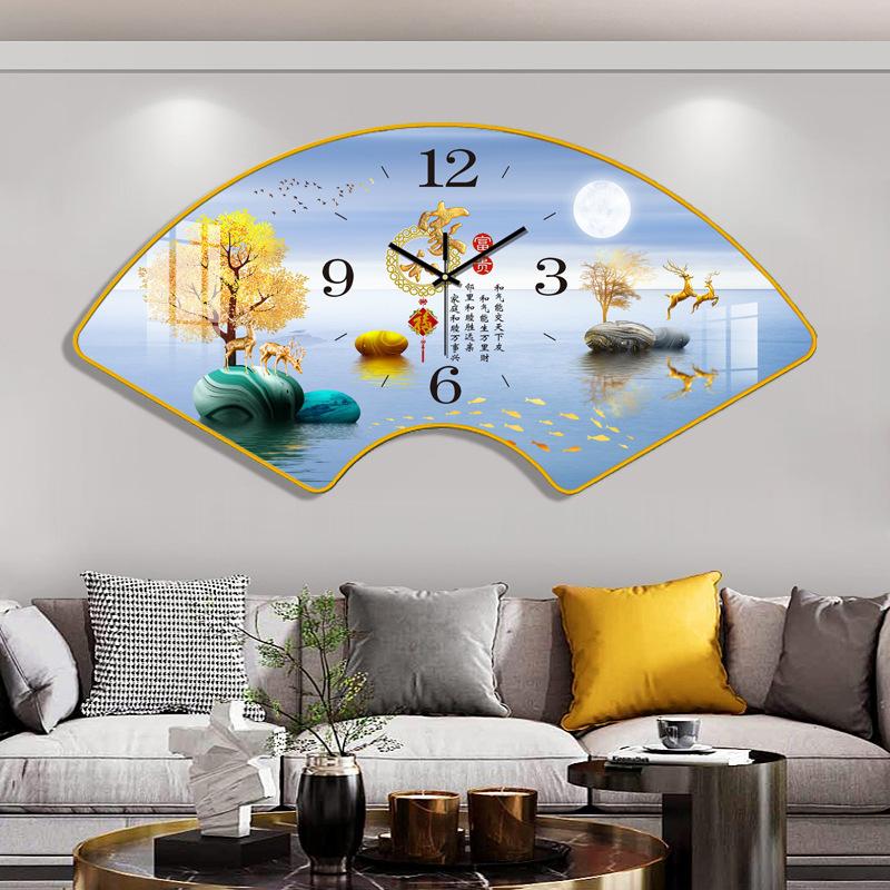 Настенные часы в форме веера с календарем, китайский узел, без сверления