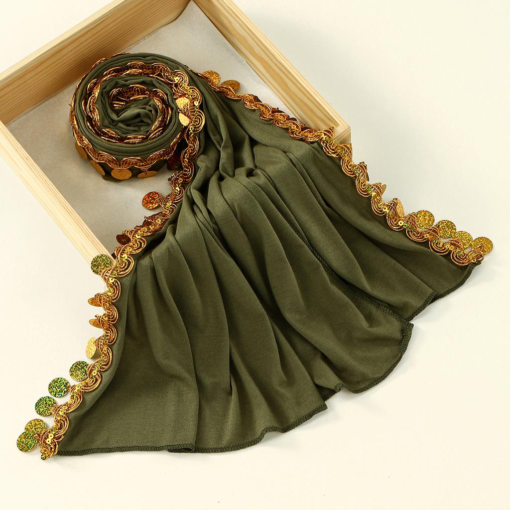 Шелковый модальный хлопковый трикотажный хиджаб-шарф для женщин, эластичный шаль, однотонная мусульманская повязка на голову, модные длинные бахрома, обертывания, исламский тюрбан