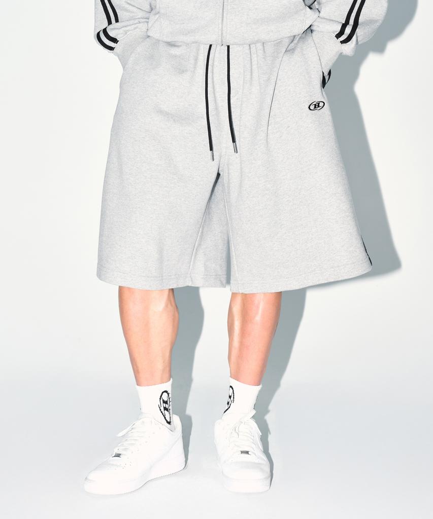 BORN TO WIN Chrome B Track Line Bermuda Pants [Melange Grey]