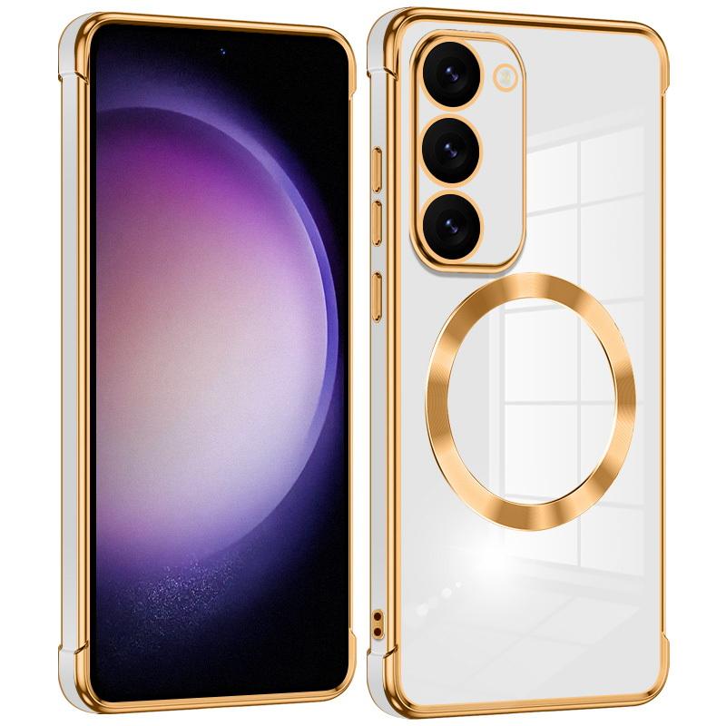 Solid Color Slim Magnetic Phone Case For Samsung Galaxy S25 Ultra S24 FE S23 Plus S22 S21 Wireless Charge Plating TPU Soft Shockproof Bumper Cover