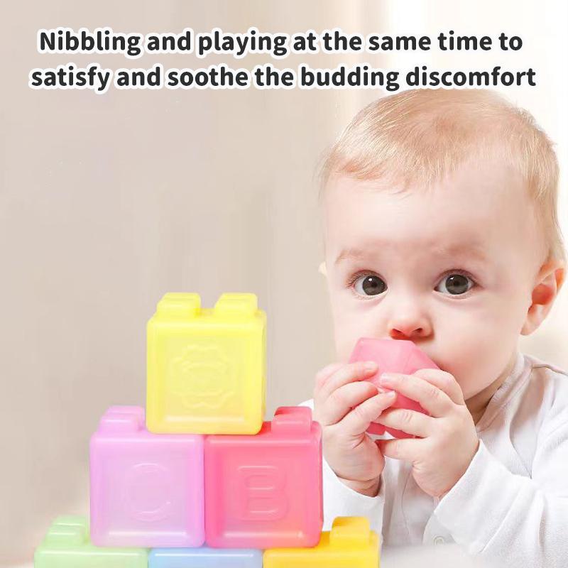 6 шт. детские мягкие пластиковые блоки для младенцев и маленьких детей познавательные мягкие резиновые блоки можно жевать силиконовые блоки игрушка
