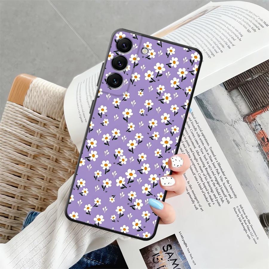 Простой чехол-накладка с хризантемами для Samsung Galaxy A52 A36 A23 A05 A25 A16 A06 A55 A37 A57 A15 A73 A51 A53 A17 A13 A50 A70
