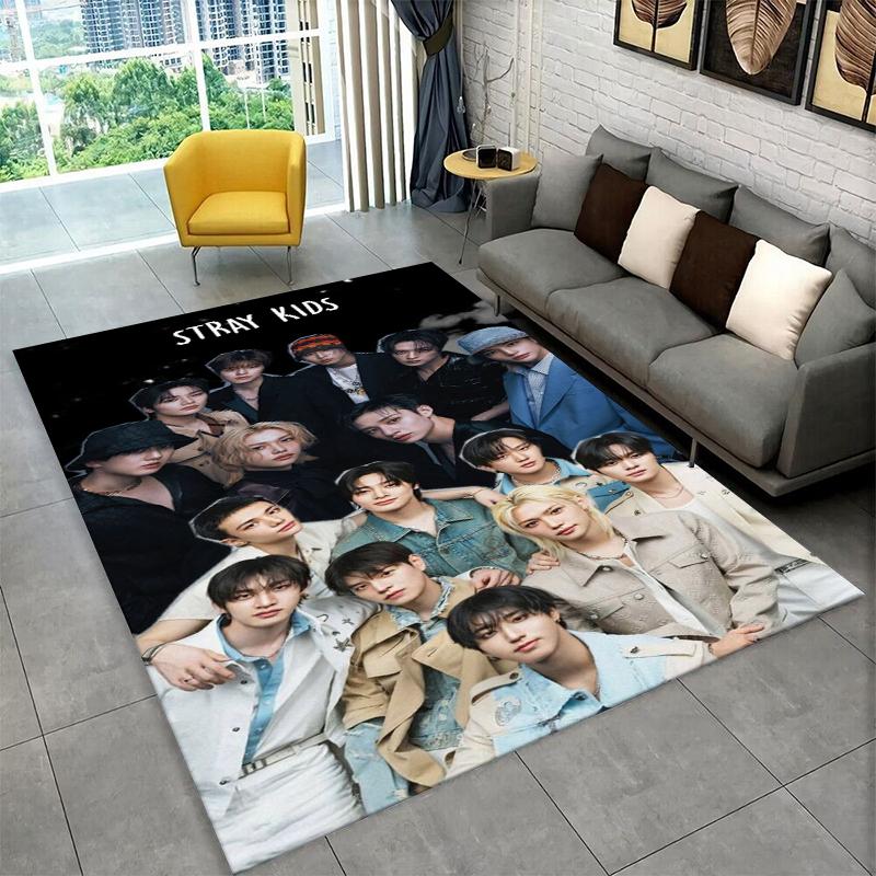 Модный противоскользящий ковер K-pop Stray Kids для гостиной, спальни, игровой комнаты, мягкий коврик для пола, ковер для домашнего декора, подарок для детской комнаты