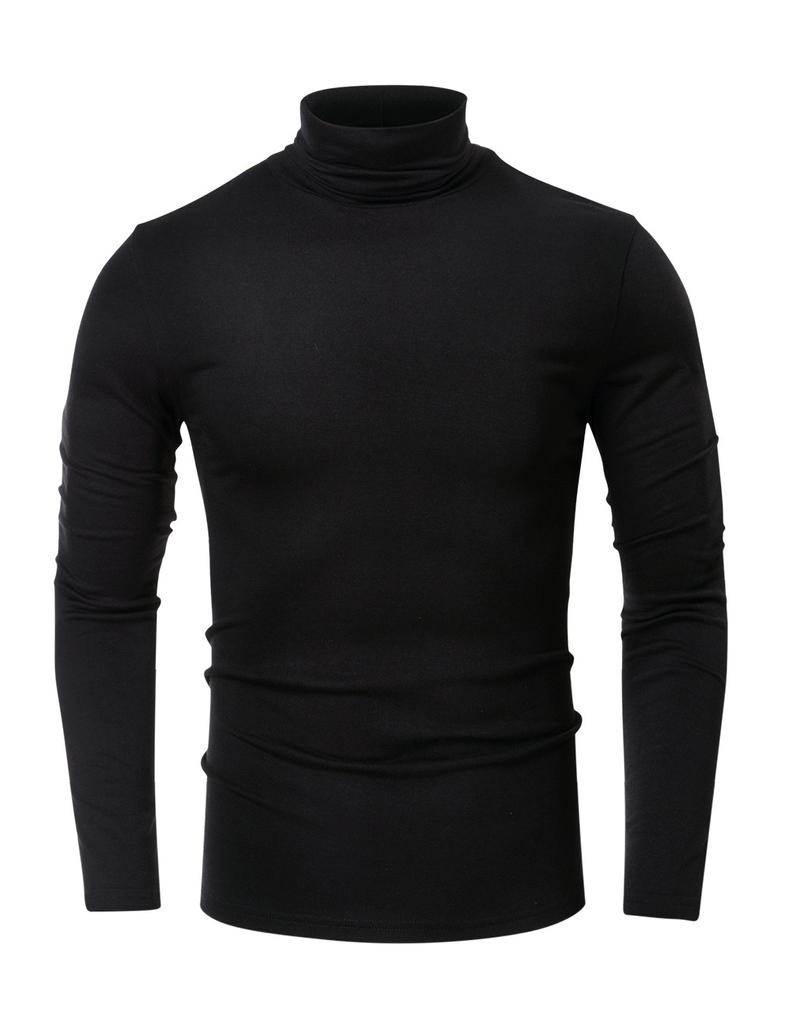 Autumn and Winter High-neck Men's Bottom Shirt Long-sleeved T-shirt Solid Color