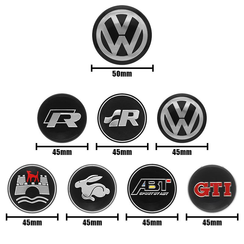 UDXKW1 45mm 50mm Car Steering Wheel Badge For Volkswagen GTI VW Scirocco Polo Golf Passat Tiguan Emblem Stickers Auto Decal Accessories