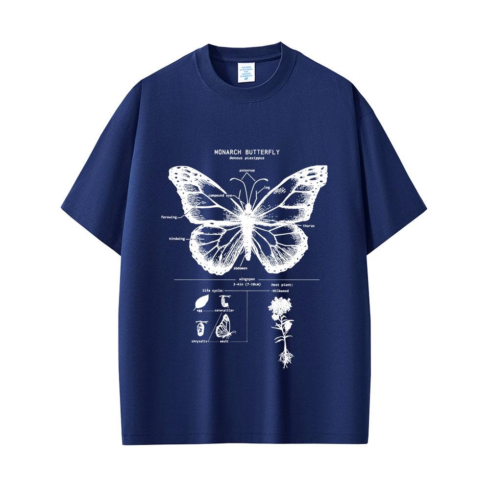 Monarch Butterfly Anatomy Graphic Tshirt Men Women Casual Oversized Funny Tshirt Unisex Fashion Vintage Short Sleeve T Shirts