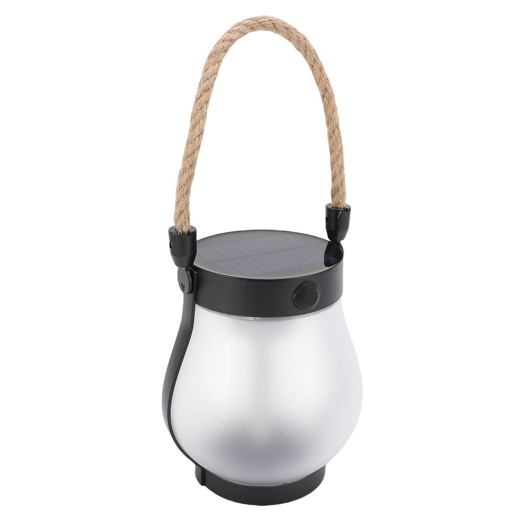 Solar Lantern for Outdoor Rainproof Hemp Rope Hanging Flame Flickering LED Garden Light for Camping Yard Pathway Patio
