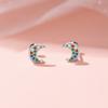 Color Zircon Moon Stud Earrings Women's Simple and Small Screw Buckle Rainbow Earrings Earrings