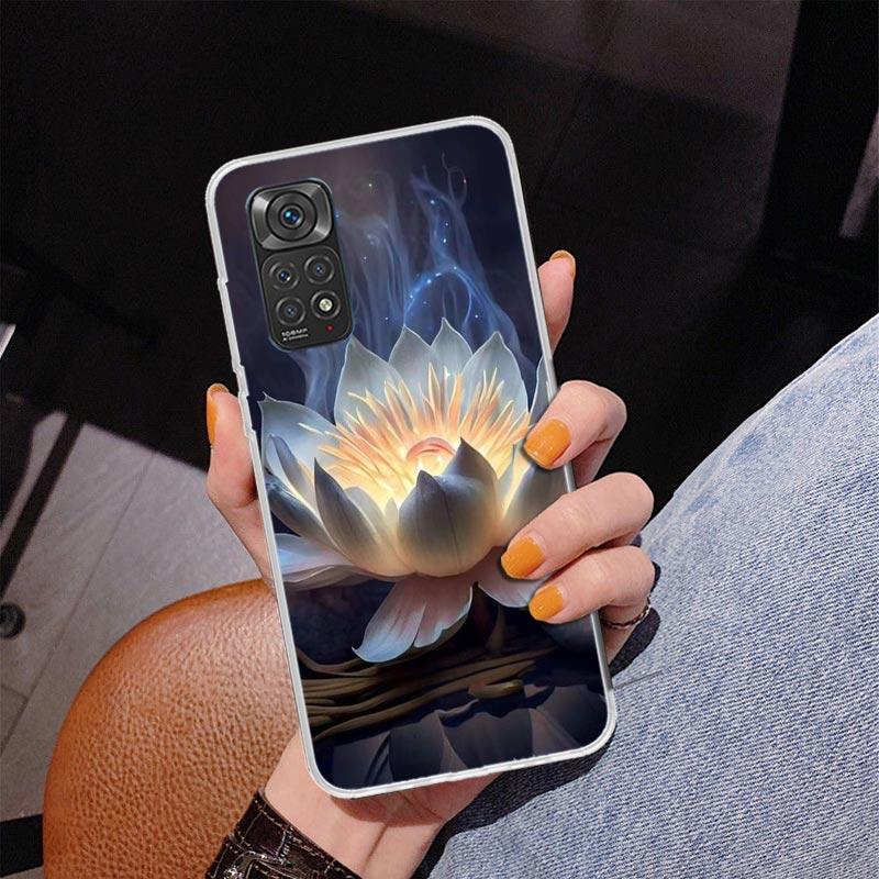 Чехол для телефона Phnoe с цветами лотоса сине-белыми для Xiaomi Redmi Note 15 14 14S 13 Pro Plus 12 12S 11S 11E 10S 10 11T 5G Uniq
