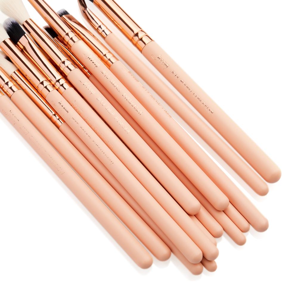 Набор профессиональных кистей для макияжа, 15 шт (Peach Puff/Rose Gold)