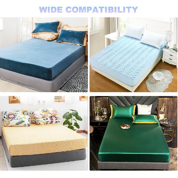 4 PCS Fitted Bed Sheet Straps - Elastic Suspenders with Metal Clips for Bed Sheets, Mattress Covers, Sofa Cushions - Adjustable Fasteners to Keep
