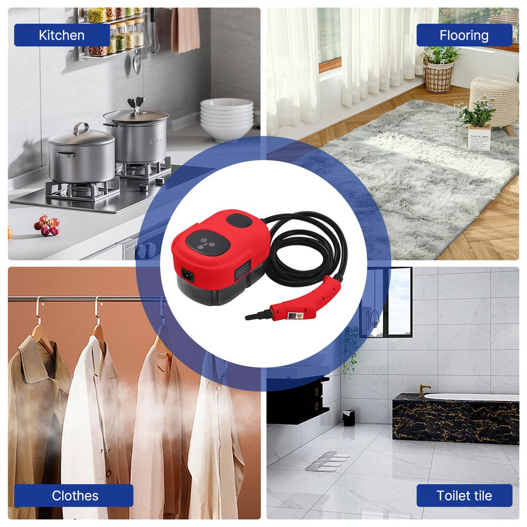 Ручной многофункциональный пароочиститель под давлением с 8 аксессуарами, сенсорным экраном Smart Touch Screen, 6 уровней