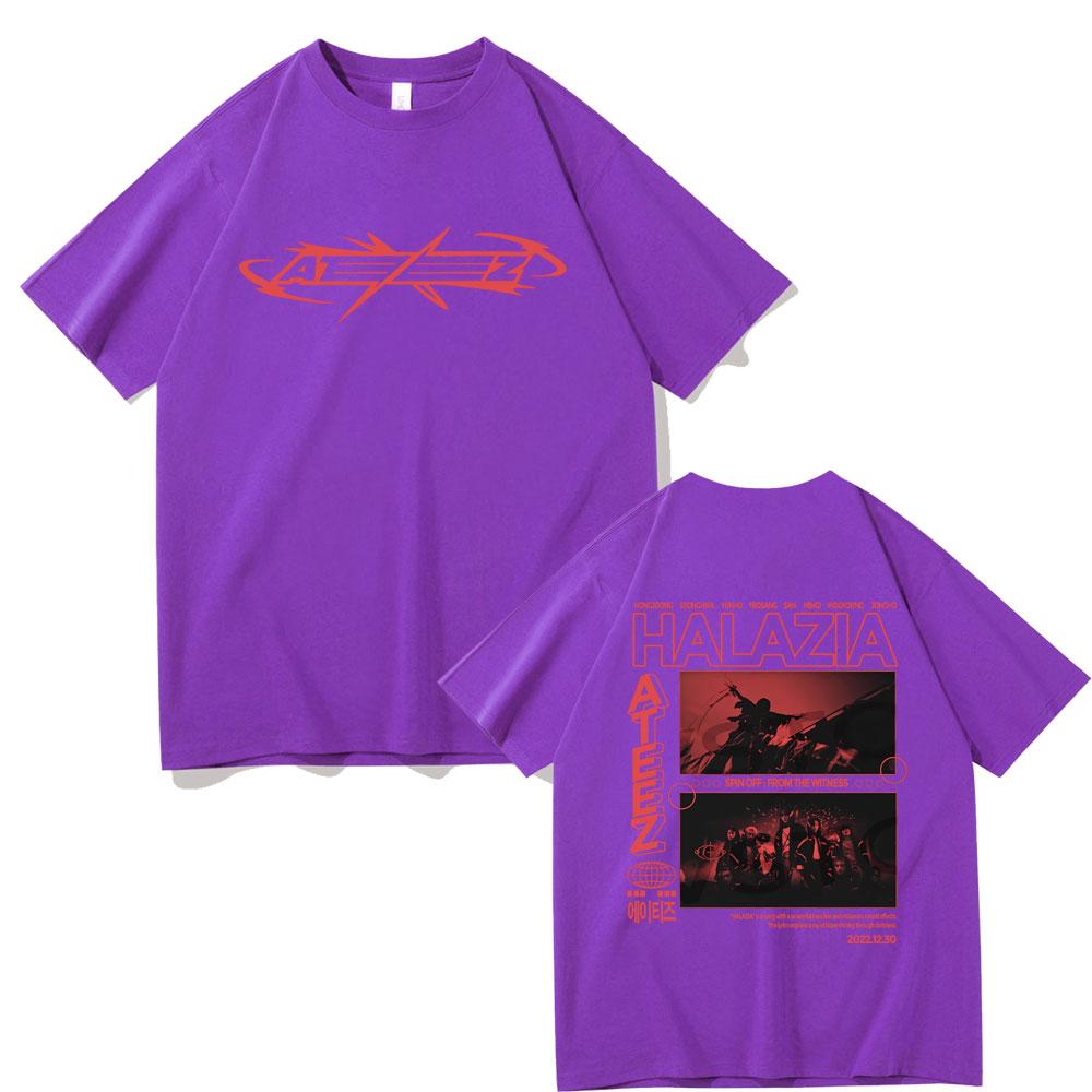 Ateez Band Double Sided Print Tshirt Male Casual Oversized Tshirt Unisex Women Korean Fashion Trend Tshirts Streetwear Fans Gift