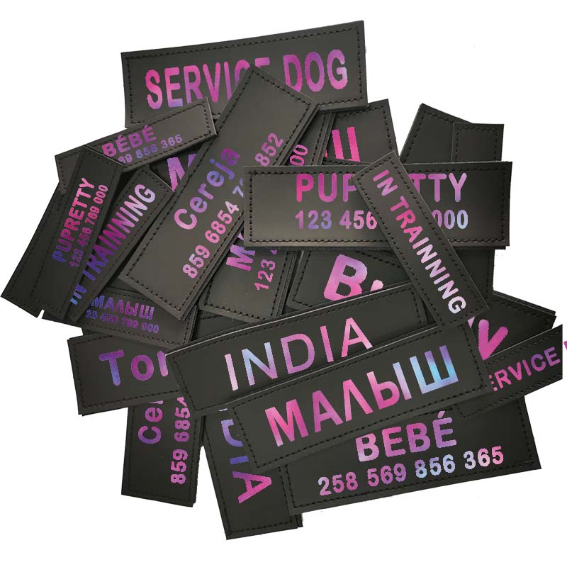 2 PCS Personalized Dog Name Labels Tie-dyed Colorful Pet Harness Custom Tag Removed Stickers ID Dog Chest Strap Vest Collar Tag