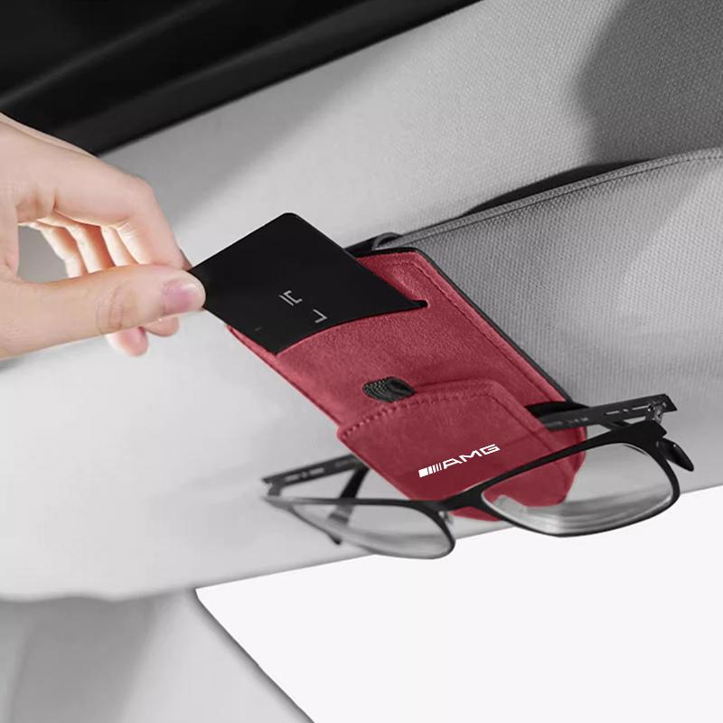 SCQK9 1Pcs Car Sun Visor Sunglasses Clip Suede Glasses Clamp For Mercedes Benz AMG W204 W205 W203 W211 W212 W213 W201 W210 W124 W246