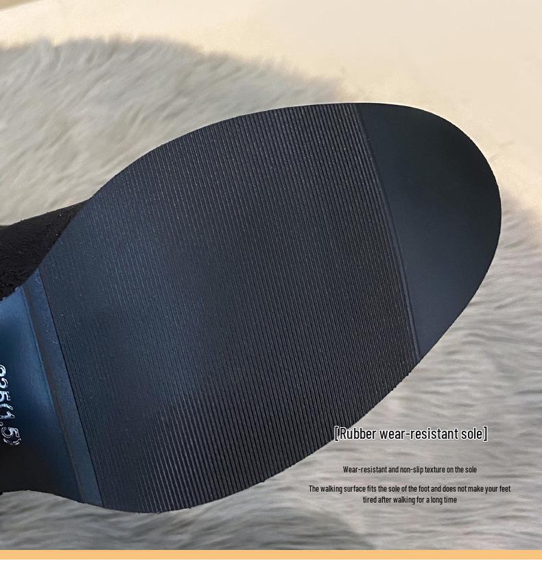 2024 Осень/Зима Миниатюрные замшевые сапоги на высоком каблуке - Эластичные сапоги выше колена для женщин