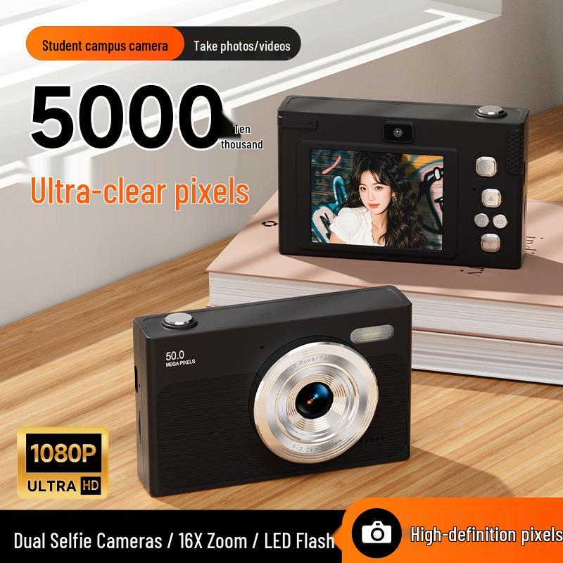 HD Dual-Camera Retro Digital Student Camera for Selfies and Travel