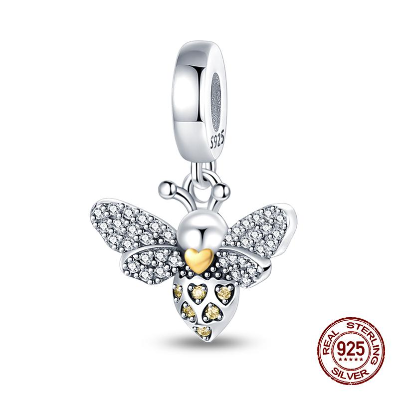 100% Стерлингового Серебра 925 Пчелы Бабочка Ежик Рыба Подвески Бусины Подходит Оригинальные Браслеты 925 DIY Ювелирные Изделия Подарки На День Рождения