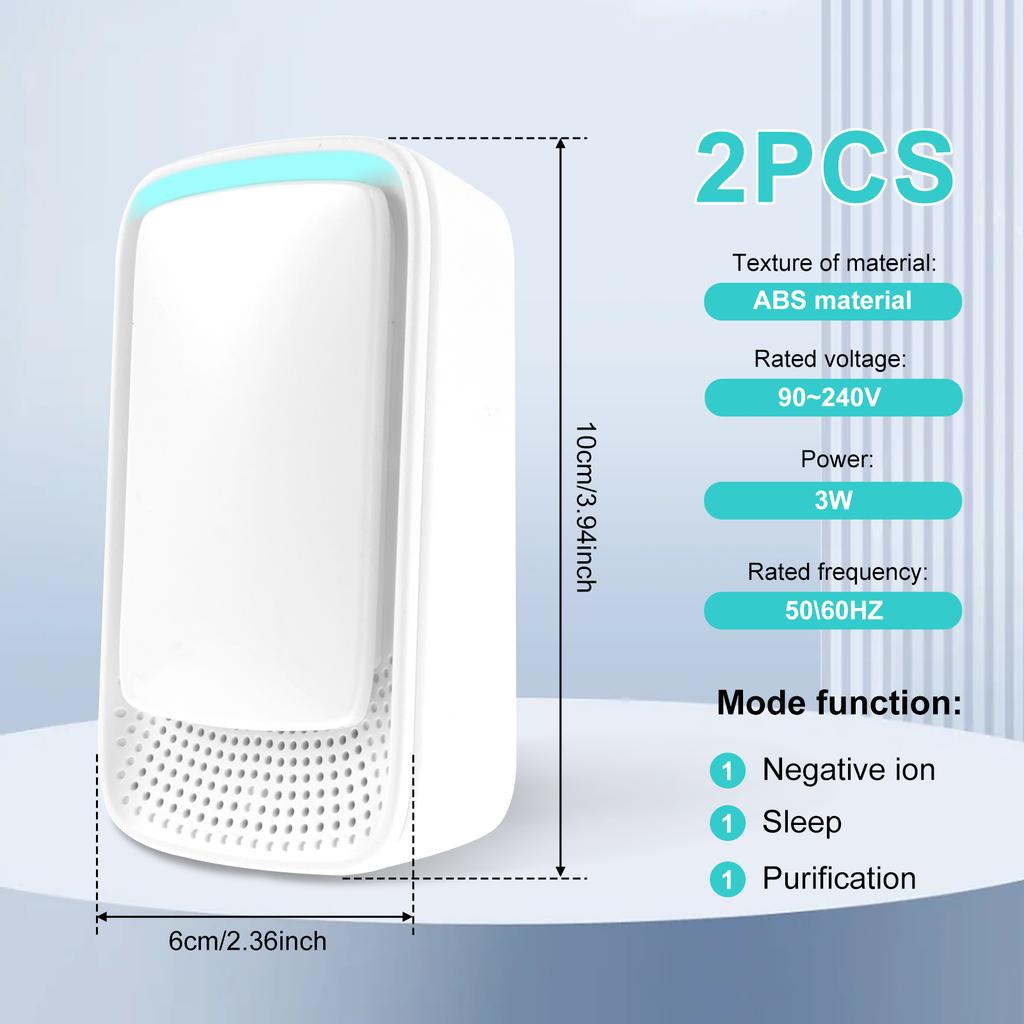 2PCS/1PCS Plug in Air Ionizer Negative Ion Air Purifier Portable Air Cleaner Small Ionizer Air Purifier Filterless Room