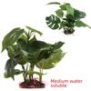 "Climbing Monstera Leaf Fish Tank Ornament with Rocks and Grass"