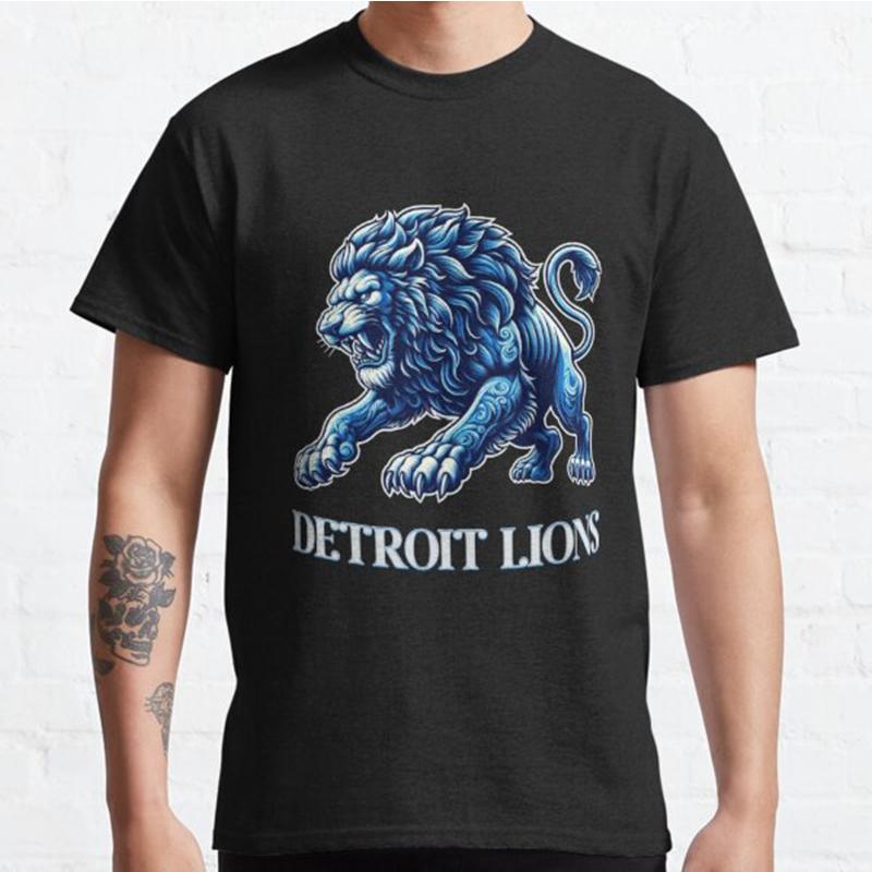 Мужская Модная Повседневная Одежда С Коротким Рукавом DETROIT LIONS Топы Эстетичные Винтажные Оверсайз Футболки - Мужская Летняя Хлопковая Футболка с Принтом