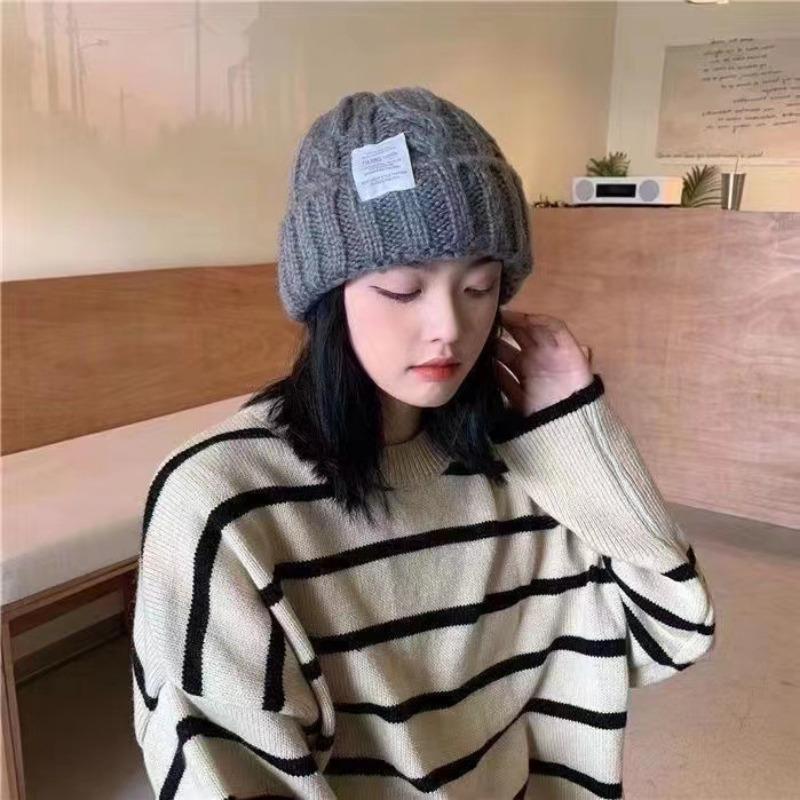 Fried Dough Twists Wool Hat Children Autumn and Winter Students Warm Ear Protection Knitted Hat Lovers Versatile Cold Hat