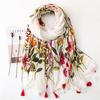 Floral Print Luxury Women Viscose Scarf Four Seasons Designer Shawl Cotton Linen Feeling Tassel Pashmina Muslim Hijab Wrap