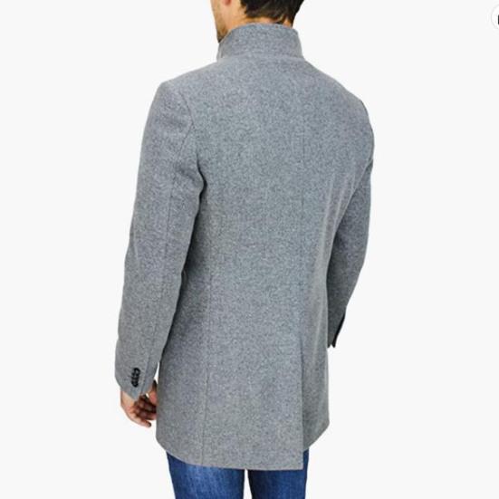 Мужское шерстяное пальто с воротником-стойкой и длинными рукавами, однобортные карманы, повседневная ветровка средней длины, верхняя одежда