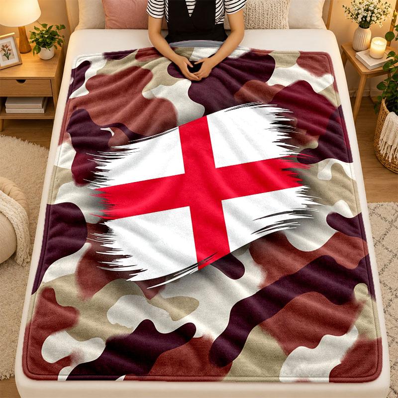 Flannel BlanketEngland Football Warm Soft Throw Blanket for Indoor Sofa Bed Living Room Use