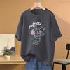 Women's 2025 Plus Size Loose-Fit 100% Cotton Short-Sleeve Cartoon T-Shirt - Slimming, Belly-Covering Casual Design