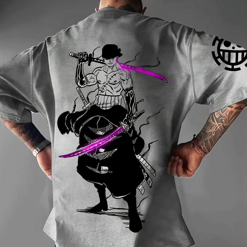 2026 ONE PIECE Японское аниме Ророноа Зоро Унисекс Футболка с принтом Летняя Повседневная с коротким рукавом Повседневная хлопковая футболка Y2K