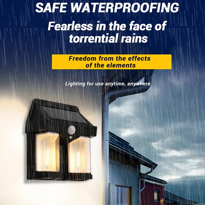 New Solar Tungsten Filament Lamp Outdoor Waterproof Intelligent Induction Wall Lamp Courtyard Garden Villa Lighting Night Light