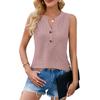 Летние модные женские топы на пуговицах с глубоким V-образным вырезом без рукавов однотонные свободные жилетки в стиле бохо
