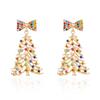 Colorful Rhinestone Christmas Tree Earrings: Unique, Luxurious, and Exaggerated Festive Style