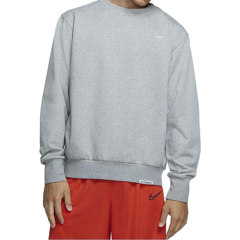 Nike Сплошной цвет с вышитым логотипом, повседневная спортивная толстовка с круглым вырезом, мужские топы, серый CK6359-063