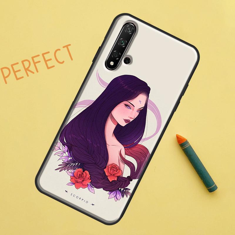 Чехол для Huawei Nova Y91 Y70 Y72 Y73 Y60 Y90 Y61 8i 7i 11i 12i 12s 9 10 SE P20 P30 P40 Lite со знаком зодиака Дева Скорпион Телец