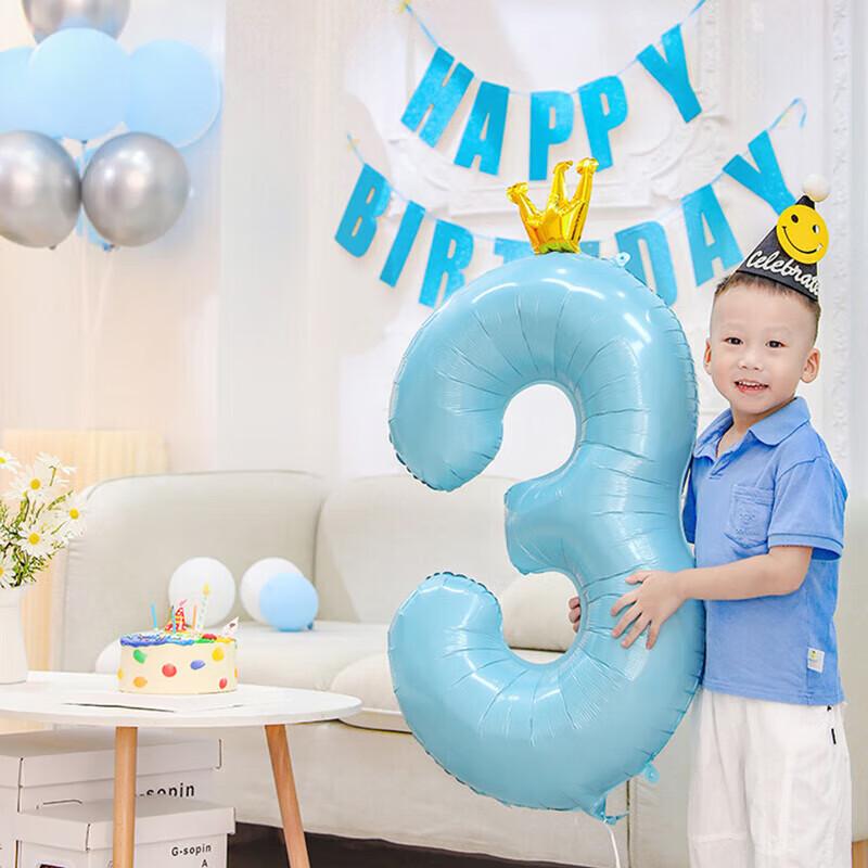 Onizi Birthday Scene Setup Girl Birthday Props Atmosphere Boy Party Decoration Happy Birthday Blue Number Balloon 1