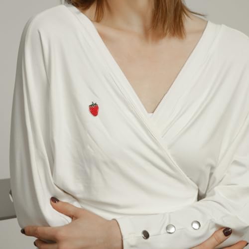 Ciieeo 6 Pack Strawberry Enamel Brooches Zinc Alloy Fruit Pins for Women Girls Red