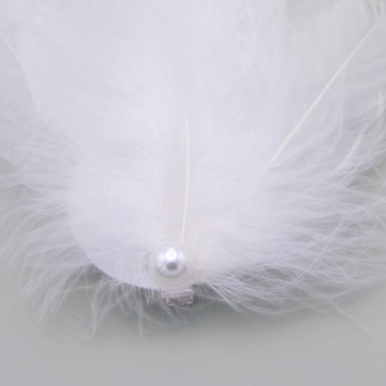 1 Pair White Feather Hair Clip Ballet Style Faux Pearl Charm Artificial Swan Feather Hair Pins for Women Girls Wedding Bride Fashion Headpiece