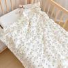 Mling Beige Bear Crepe Printed All-Season Nap Quilt
