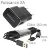Pour Samsung Galaxy S7 Edge : Chargeur USB Original 2A + Câble Long 150 Cm Noir