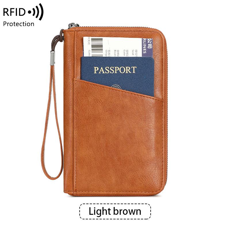 New Anti-theft Brush Passport Bag, Large Capacity Long Passport Holder, Multi-functional Travel Storage Certificate Bag