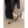 Flat-bottomed Black Mary Jane Shoes French Single Shoes Women's Shoes 2025 New Spring, Autumn and Winter Square Head Versatile Evening Shoes