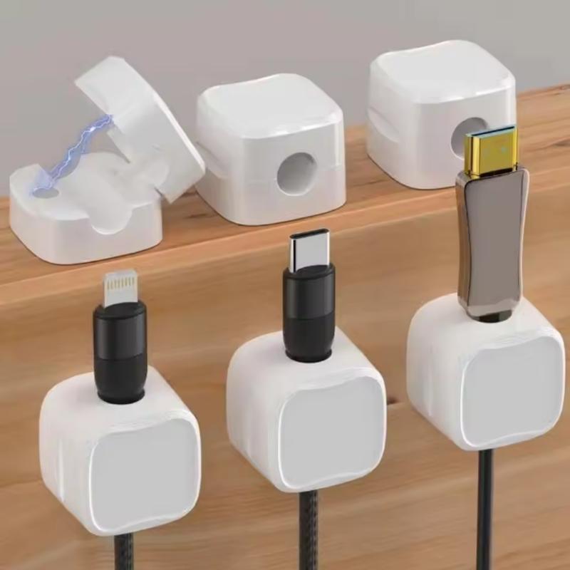 6pcs Magnetic Cable Clip Cable Holder Adhesive Wire Keeper Cord Cable Organizer for Home Office Under Desk Management