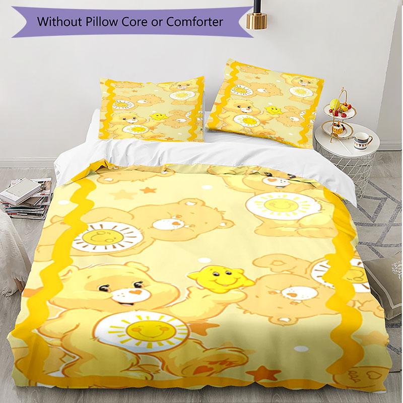 3pcs Duvet Cover Set (1*Duvet Cover + 2*Pillowcase, Without Core), Care Bears Print Soft All‑Season Bedding Set, Home Bedroom Decor Gift