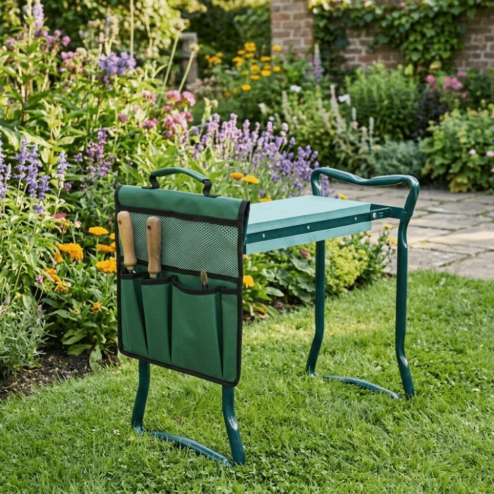 Foldable Garden Kneeler Tool Bag Garden Stool Storage Pouch Outdoor Gardening Work