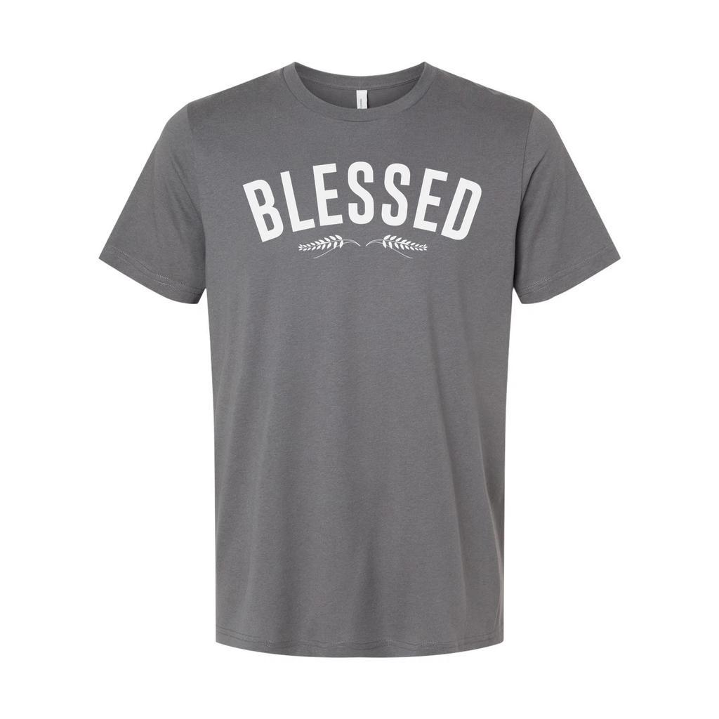 Blessed Christian Unisex Short Sleeve Tee With Arch Typography And Laurel Accent